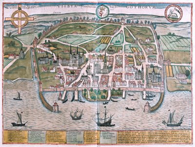 فيسبي، جزيرة غوتلاند، السويد - في "Civitates Orbis Terrarum" لجورج براون، كولونيا 1617 بواسطة جورج براون