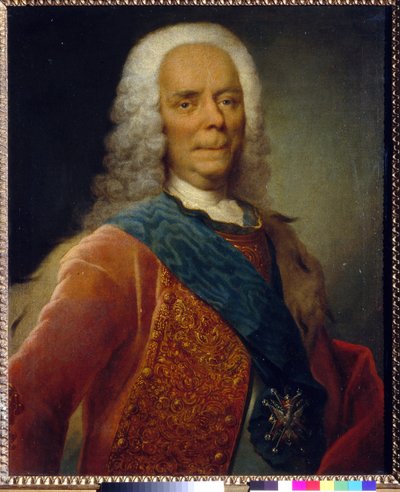 صورة للأمير فاسيلي فلاديميروفيتش دولغوروكوف (1667-1746) - بينتور دي جورج كريستوف جروث (1716-1749) ، ألوان زيتية على قماش قبل عام 1746 - معرض الدولة تريتياكوف ، موسكو 76 × 62،5 - بواسطة جورج كريستوف جروث