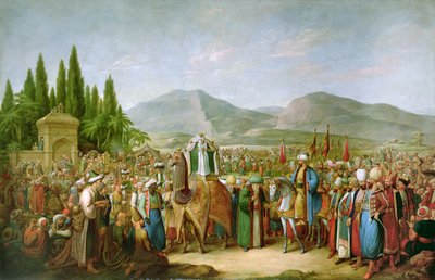 الأمير بشير شهاب الثاني ، حاكم لبنان ، تكريمًا لإبراهيم باشا ، قبل القديس جان دكر عام 1831 بواسطة جورج إيمانويل أوبيتز