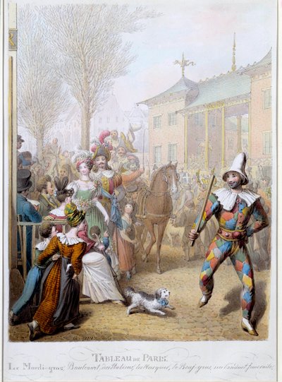 لو ماردي غرا في جادة الإيطاليين في باريس رسم لجورج إيمانويل أوبيتز (1775-1841) في القرن التاسع عشر في باريس ، متحف كارنافالي بواسطة جورج إيمانويل أوبيتز