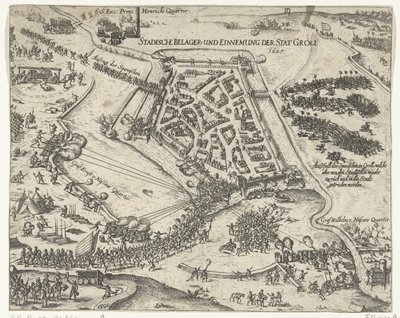 حصار جرول بواسطة فريدريك هندريك ، ١٦٢٧ Stadische belager- und einnemung der stat Groll. 1627 (العنوان على الكائن) بواسطة جورج كيلر