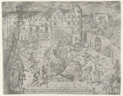 الألعاب النارية في 23 يونيو 1595 للدخول إلى Küstrin من Margrave of Brandenburg and Du ... ، 1595. بواسطة جورج كيلر