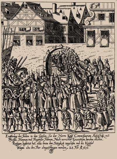 ارتفاع Fettmilch. إعادة تقديم اليهود في فرانكفورت في 28 فبراير 1616 ، ج. 1616-1617. بواسطة جورج كيلر