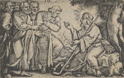 المسيح يخاطب التلاميذ ، من "قصة المسيح" ، 1534-1535. بواسطة جورج بينز