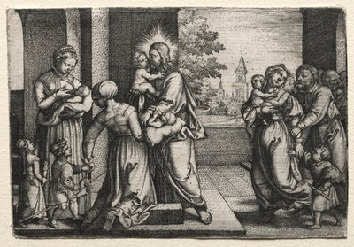 المسيح مع الأطفال الصغار ، ج. 1548. بواسطة جورج بينز