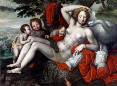 "Leda et le cygne" - Leda and the Swan par Pencz، Georg (Jorg) (1500 / 02-1550) ، منتصف القرن السادس عشر. - زيت على خشب ، 92 × 126 - متحف ديل برادو ، مدريد بواسطة جورج بينز