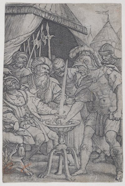 Mucius Scaevola and Porsenna ، from Roman Heroes ، 1535. ، 1535. بواسطة جورج بينز