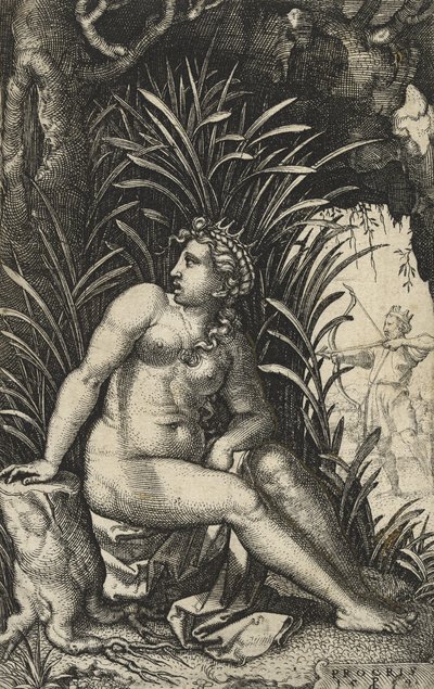 Procris and Cephalus ، 1539 (النقش على ورق مسدود) بواسطة جورج بينز