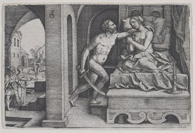 Tarquinius يغتصب Lucretia ، من مشاهد من التاريخ الروماني. بواسطة جورج بينز
