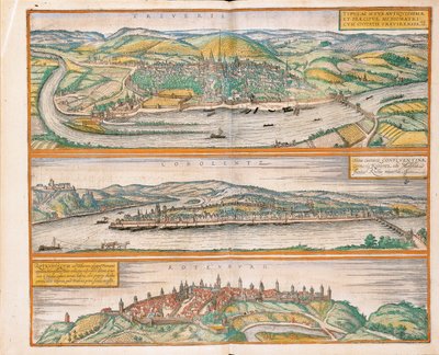 خريطة ترير وكوبلنز وروثنبورغ أوب دير تاوبر من Civitates Orbis Terrarum بقلم جورج براون بواسطة فرانس