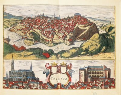 إسبانيا ، طليطلة ، مدينة طليطلة من Civitates Orbis Terrarum بواسطة Georg Braun و Franz Hogenberg ، نقش بواسطة فرانس