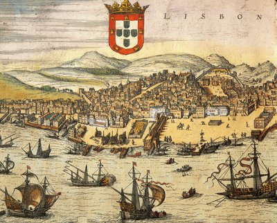 Map of City of Lisbon, from Civitates Orbis Terrarum by Georg Braun and Franz Hogenberg, engraving بواسطة فرانس