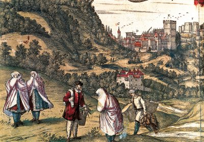 موريشيوس قصر الحمراء ، نقش لجورج براون في "Civitatis Orbis Terrarum" بقلم فرانز هوغنبرغ (1535-1590) وتحريره غوتفريد كيمبسين في كولونيا في ستة مجلدات بواسطة فرانس