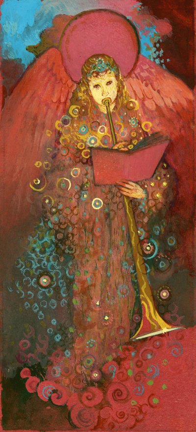 ملاك مع البوق ، 1970s (الغواش على البطاقة) بواسطة جورج آدمسون