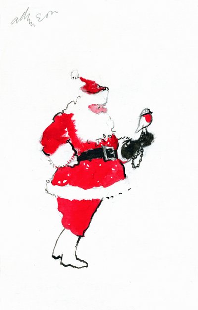 Santa robin-falconry (حبر هندي وقلم رصاص وغواش على ورق) بواسطة جورج آدمسون
