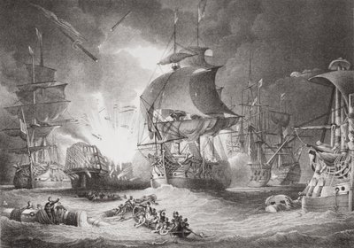 معركة النيل ، 1 أغسطس 1798 ، من `` الرسوم التوضيحية الإنجليزية والتاريخ الاسكتلندي &39;&39; المجلد الثاني بواسطة جورج أرنالد