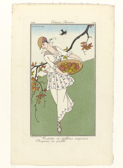 Journal des Dames et des Modes، Costumes Parisiens، 1914، No. 179: مراحيض في قماش التفتا (...) بواسطة مجهول