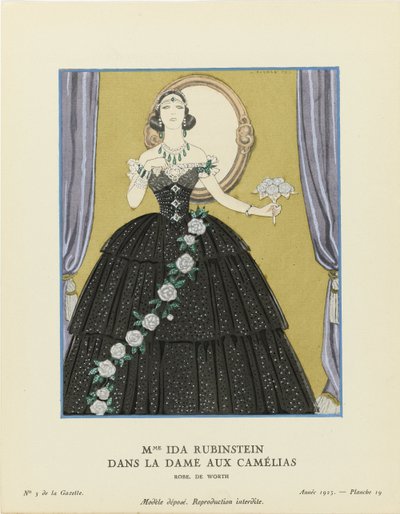 السيدة إيدا روبنشتاين في La Dame aux Camélias ، Gazette du Bon Ton ، 1923. بواسطة جورج حلاق