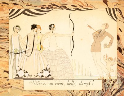 الهدف للقلب أيها السيدات الجميلات! من Le Bonheur du Jour or، Les Graces à la Mode، 1924. بواسطة جورج حلاق