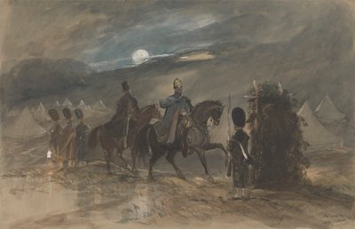 معسكر في شوبهام ، 1853 مع الضباط والحراس بواسطة جورج بريانت كامبيون