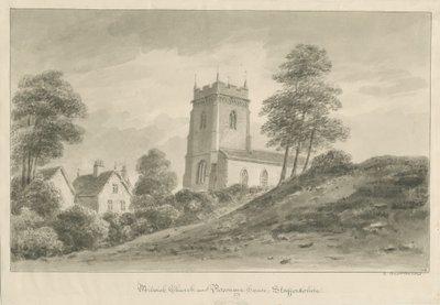 كنيسة Milwich و Parsonage House: رسم بني داكن بواسطة جورج باكلر