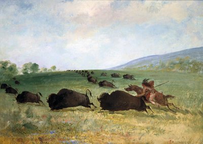 An Osage Indian Lancing a Buffalo ، 1846-1848. بواسطة جورج كاتلين