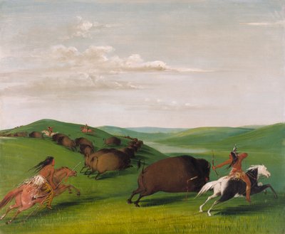 مطاردة الجاموس مع الأقواس والرماح ، 1832-1833. بواسطة جورج كاتلين