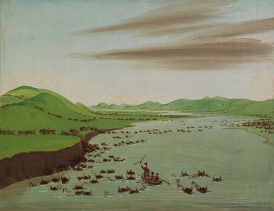 قطعان الجاموس تعبر أعالي ميسوري 1832. بواسطة جورج كاتلين