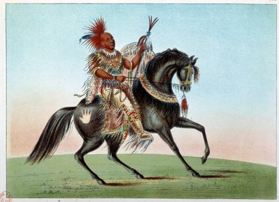هنود أمريكا: صورة الفروسية لرئيس هندي لقبيلة ساكسونيا والثعالب. رسم جورج كاتلين (1794-1872) بواسطة جورج كاتلين