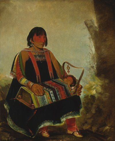 Jú-ah-kís-gaw ، امرأة مع طفلها في المهد 1835. بواسطة جورج كاتلين