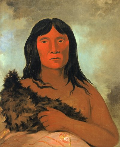 Kay-ée-qua-da-kúm-ee-gísh-kum ، هو الذي يحاول الأرض بقدمه 1836. بواسطة جورج كاتلين