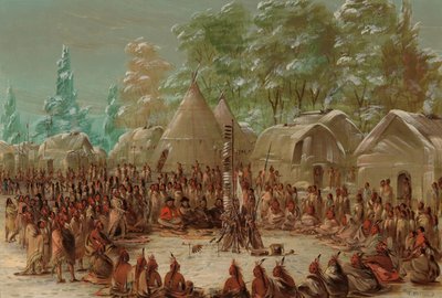 حفلة لا سال أقيمت في قرية إلينوي. 2 يناير 1680 ، 18471848. بواسطة جورج كاتلين
