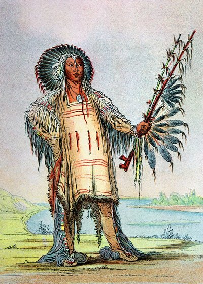 Mandan Indian Ha-Na-Tah-Muah ، رئيس الذئب بواسطة جورج كاتلين