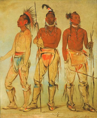 Mun-ne-pús-kee ، وهو الذي لا يخاف ، Ko-ha-túnk-a ، و Big Crow ، و Nah-cóm-ee-shee ... ، 1834. بواسطة جورج كاتلين