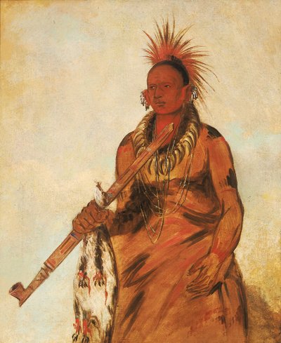 No-o-mún-nee ، يمشي في المطر ، محارب 1832. بواسطة جورج كاتلين