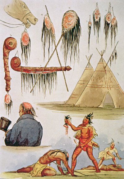 Scalping and decorative use of scalps (watercolor on paper) بواسطة جورج كاتلين