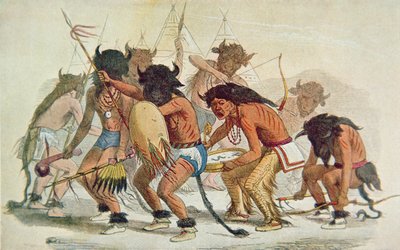 Sioux Buffalo Dance (colour litho) بواسطة جورج كاتلين