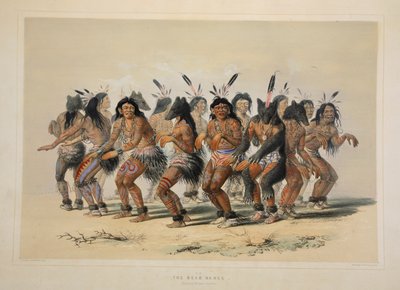 رقصة الدب ، حانة. 1845 طباعة حجرية ملونة. بواسطة جورج كاتلين