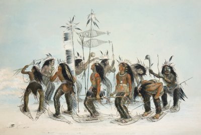رقصة حذاء الثلج ، حانة. 1845 طباعة حجرية ملونة. بواسطة جورج كاتلين
