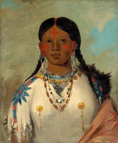 Tís-se-wóo-na-tís ، هي التي تغسل ركبتيها ، زوجة الرئيس ، 1832. بواسطة جورج كاتلين