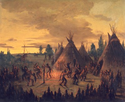 رقصة الحرب ، سيوكس ، 1845-1848. بواسطة جورج كاتلين