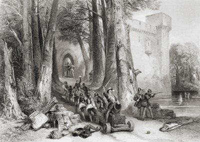 حصار Lathom House ، 1644 ، منقوش بواسطة W. Topham بواسطة جورج كاتيرمول