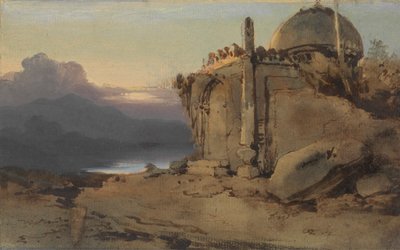 أنقاض معبد ، غروب الشمس بواسطة جورج شنري