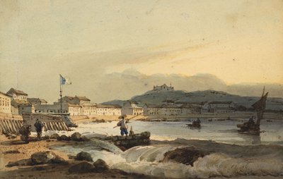 برايا غراندي ، ماكاو ، من الجنوب ، مع حصن القديس بطرس إلى اليسار ، 1830-1845 بواسطة جورج شنري