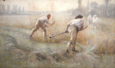 Scything (ألوان مائية على ورق) بواسطة جورج كلاوسن
