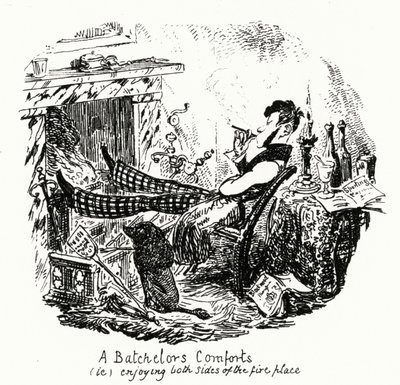 A Batchelor's Comforts (أي) تتمتع بجانبي الموقد (نقش) بواسطة جورج كروكشانك