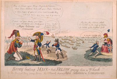 Boney Back Mack - ونيلسون يمنحه الضرب !، 1805 (النقش الملون) بواسطة جورج كروكشانك