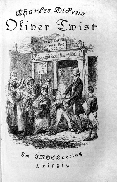 رسم توضيحي لـ "" أوليفر تويست "(أوليفر) لتشارلز ديكنز (1812-1870) ، بقلم جورج كروكشانك (1792-1878). بواسطة جورج كروكشانك