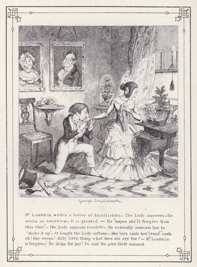 رسم توضيحي لكتاب البكالوريوس الخاص ، أو تقدم السيد لامبكين (جنت) (نقش) بواسطة جورج كروكشانك