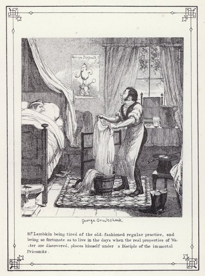رسم توضيحي لكتاب البكالوريوس الخاص ، أو تقدم السيد لامبكين (جنت) (نقش) بواسطة جورج كروكشانك